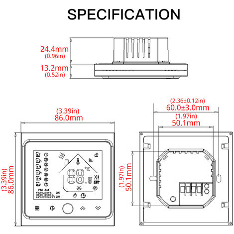 Termostato intelligente Intellight, regolatore di temperatura 5A,  riscaldamento dell'acqua a pavimento per la casa, senza Wi-Fi, bianco