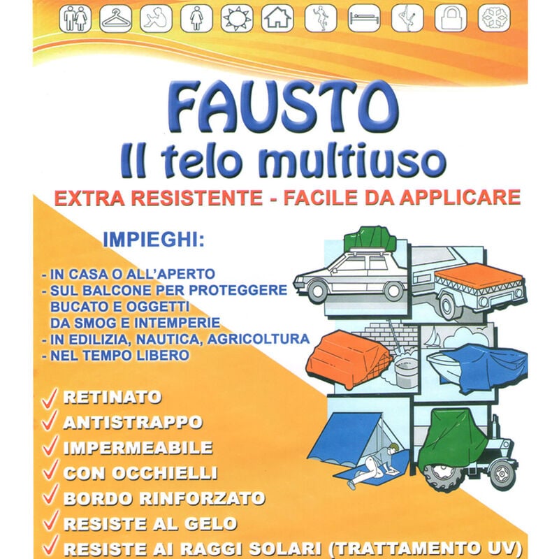 Telo Multiuso Resistente Antipioggia Antivento Antistrappo Impermeabile  Fausto, misura150x300coloreTelo Fausto