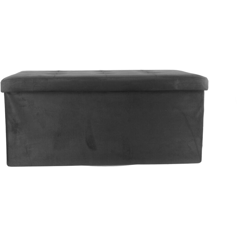 BIANCHERIAWEB Double, Pouf Contenitore Imbottito Nero, Pouf Pieghevole in  Ecopelle, 76x34x34 cm