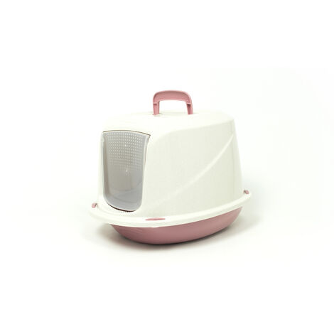 Lettiera Toilette Per Gatti Con Coperchio e Sportello 45x36x32,5cm Mod 700098 Rosa