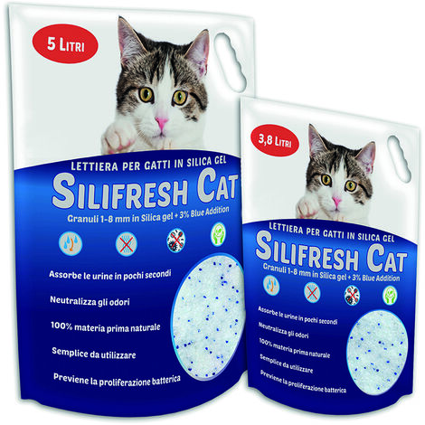 Sabbia Lettiera Antiodore Per Gatti Modello Silifresh Cat, misura5 LitricoloreLettiera