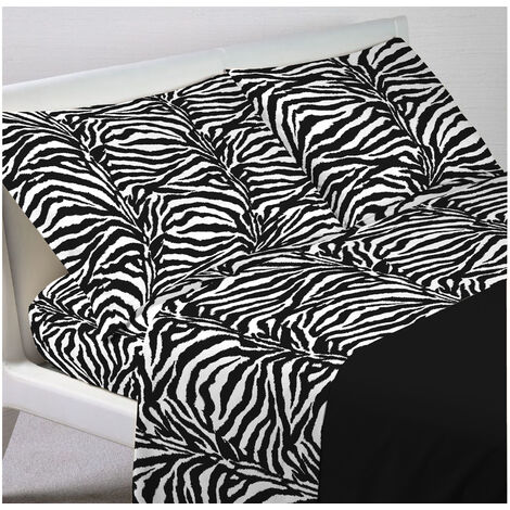 Completo Lenzuola Letto In 100% Cotone Disegno Animalier Zebrato, misura1 Piazza e MezzacoloreZebrato