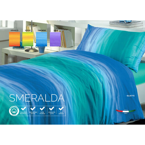 Completo Lenzuola In 100% Cotone Disegno Smeralda, misuraMatrimonialecoloreTurchese