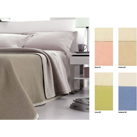 Coperta Jacquard In Pura Lana Vergine Modello Double In Tinta Unita, misura2 PiazzecoloreCrema 81