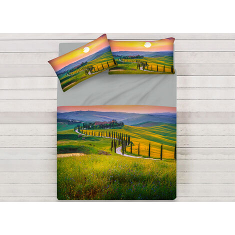 Lenzuola Copriletto Letto Sogni D'oro 100% Cotone Disegno Tuscany 65, misuraPiazza E MezzacoloreTuscany 65