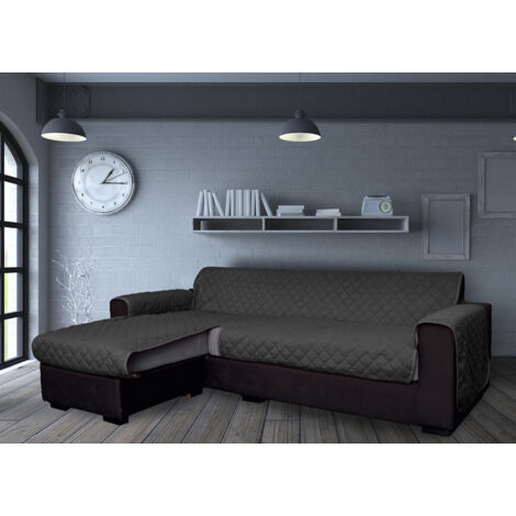 Copridivano Con Penisola Antimacchia Trapuntato Modello Star Colore Grigio Scuro, misura240cmcoloreGrigio Scuro