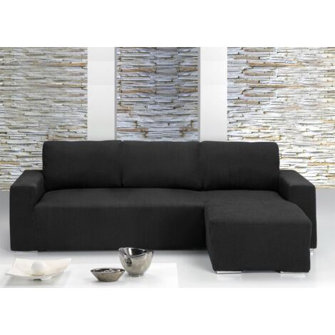 Copridivano Con Penisola Chaise Longue Tinta Unita Nero Mod Capri, misuraDestracoloreNero