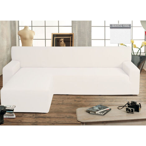Copridivano Genius Con Penisola Chaise Longue Modello Swing Colore Bianco, misuraSinistracoloreBianco