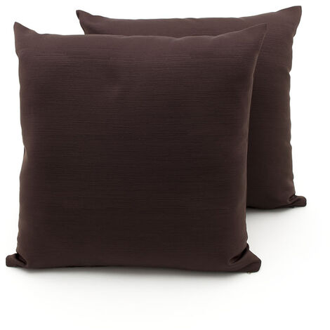 Coppia Cuscini Arredo Imbottiti Tessuto Ottoman In Tinta Unita Colore Marrone 26, misura60x60coloreMarrone 26