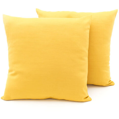 Coppia Cuscini Arredo Imbottiti Tessuto Ottoman In Tinta Unita Colore Giallo 04, misura40x40coloreGiallo 04