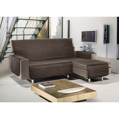 Copridivano Con Penisola Trapuntato Modello Best Colore Marrone, misura240 cmcoloreMarrone
