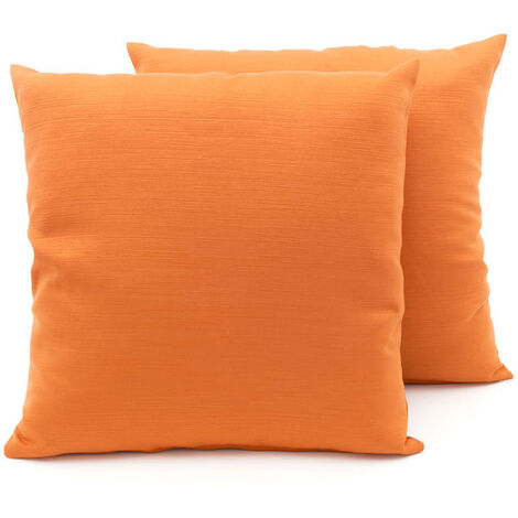 Coppia Cuscini Arredo Imbottiti Tessuto Ottoman In Tinta Unita Colore Arancio 24, misura40x40coloreArancio 24