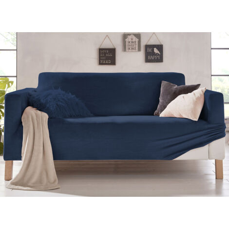 Copridivano Elasticizzato Effetto Velluto Modello Morbidissimo Colore Blu, misura3 PosticoloreBlu (1/5)