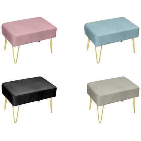 BIANCHERIAWEB Pouf Ottagonale Contenitore In Velluto Beige - Multiuso, Portaoggetti E Poggiapiedi 40x35 Cm - 2