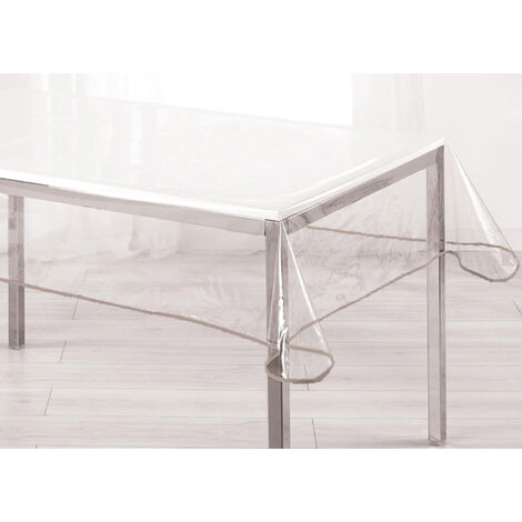 Tovaglia Antimacchia Plastificata Crystal PVC Trasparente Proteggi Tavolo Con Bordo, misura140x140coloreTrasparente