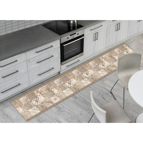 Tappeto Passatoia Cucina Antiscivolo Sottolavello Digitale Dis. Atelier Beige, misura50x115coloreBeige