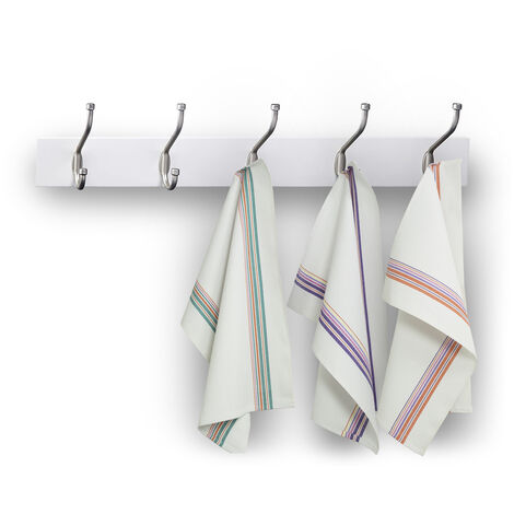 Set 6 Strofinaccio Asciugamano Cucina In Cotone Tinto Filo Modello Rinfranto