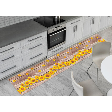 Tappeto Passatoia Antiscivolo Con Stampa Digitale Dis. Onda Girasoli, misura50x115coloreSunflower