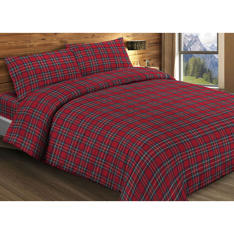Sacco Copripiumino In 100% Cotone Disegno Scozzese Kilt G.I, misuraMatrimonialecoloreScozzese