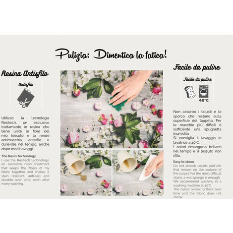 Tappeto Passatoia Cucina Antiscivolo Antimacchia Digitale Sprinty Fiorame -  Biancheriaweb