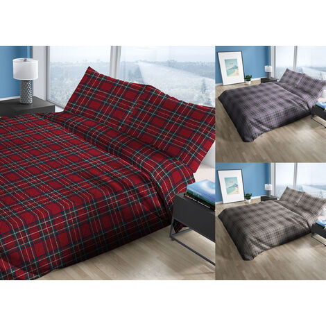 Sacco Copripiumino In 100% Cotone Per Piumino Dis Scozzese Kilt, misuraMatrimonialecoloreRosso