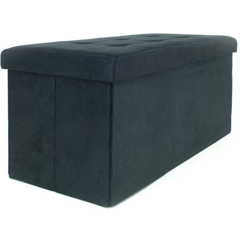 Pouf Contenitore Imbottito Pieghevole In Ecopelle Modello Double Colore  Nero - Biancheriaweb