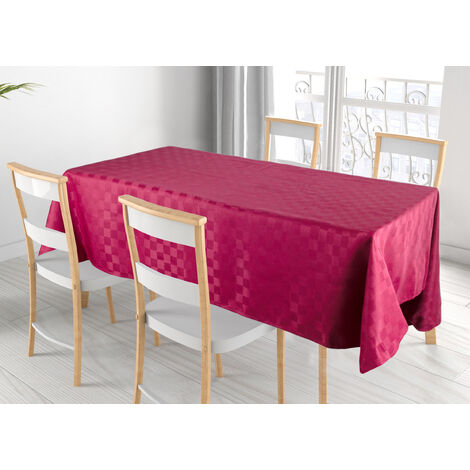 Tovaglia Cucina Soggiorno Antimacchia Idrorepellente Jacquard In Mod. Scaccomatto Bordeaux, misura140x240cmcoloreBordeaux (1/5)