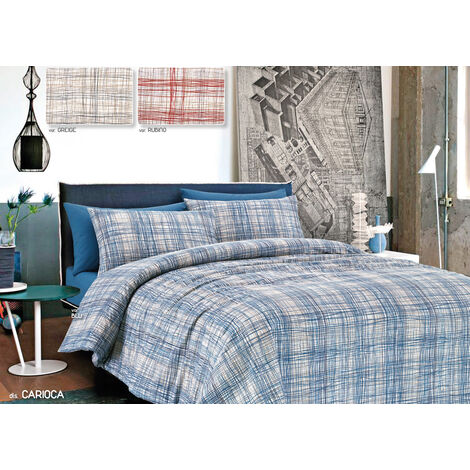 Trapunta Estiva Quilt Primaverile Leggero 100gr Disegno Carioca, misuraSingolocoloreBlu