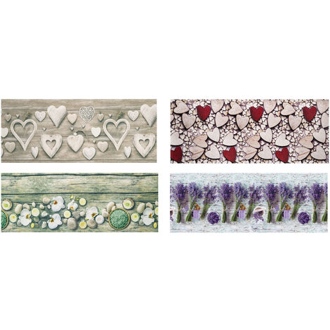 Tappeto Cucina Antiscivolo Stampa Digitale Emozioni Fantasie Shabby Cuori Fiori, misura58x190coloreCuori legno (1/5)