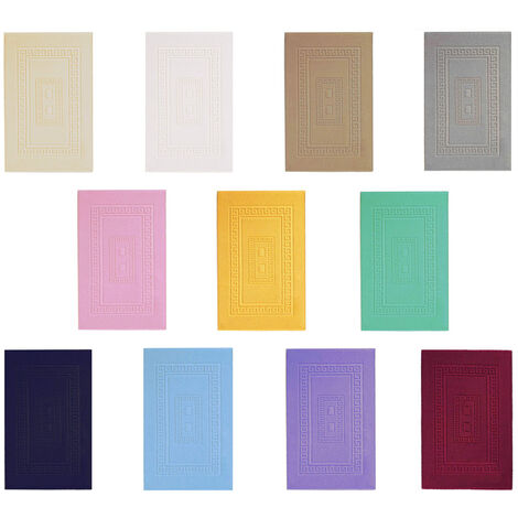 Tappeto Bagno Doccia Spugna Tinta Unita Torino Tappetino Super Assorbente In Cotone Pelo Corto Con Greca, misura60x90coloreBlu Notte