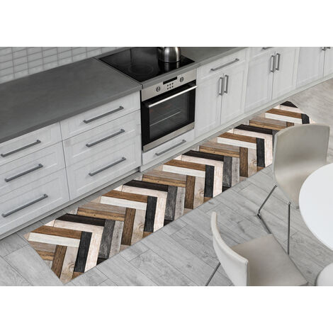 Tappeto Passatoia Cucina Antiscivolo Stampa Digitale Dis. Listelli Legno, misura50x280coloreLegno