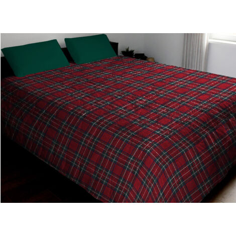 Trapunta Piumone Invernale 300gr Cotone Made Italy Disegno Scozzese Kilt Rosso, misuraMatrimonialecoloreKilt Rosso