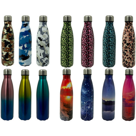 Borraccia Termica 500ml Bottiglia Acqua Thermos Caffè E Bevande Calde In Acciaio In Fantasia Doppio Strato, misuraBorracciacoloreSunset (1/5)