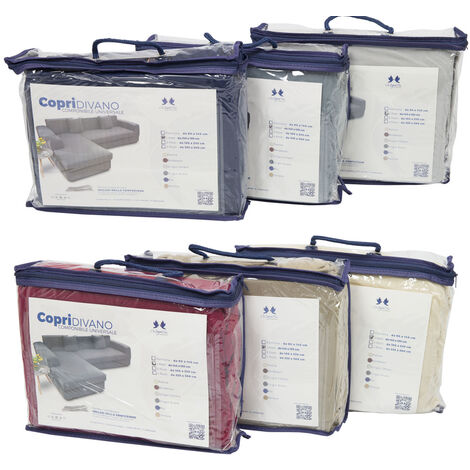 Copridivano Antimacchia Elasticizzato Penisola Componibile Tinta Unita Modello Perfetto, misura4 posticoloreBlu