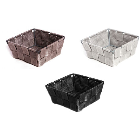 Contenitore Rattan Decorativo Cestino Portaoggetti 14x14x6 Tinta Unita, misura14X14X6coloreGrigio