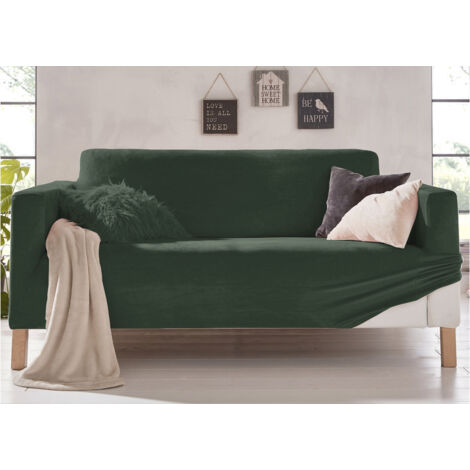 Copridivano Elasticizzato Effetto Velluto Modello Morbidissimo Colore Verde, misura3 PosticoloreVerde