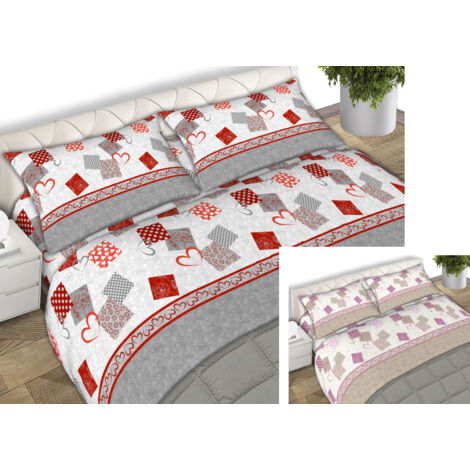 Completo Lenzuola Singolo TIROLO Mountain Love Cuore Rosso, 100% Cotone Morbissimo, Made In Italy – Sotto Angoli 90x200, Sopra 150x300, Federa 50x80 - 4