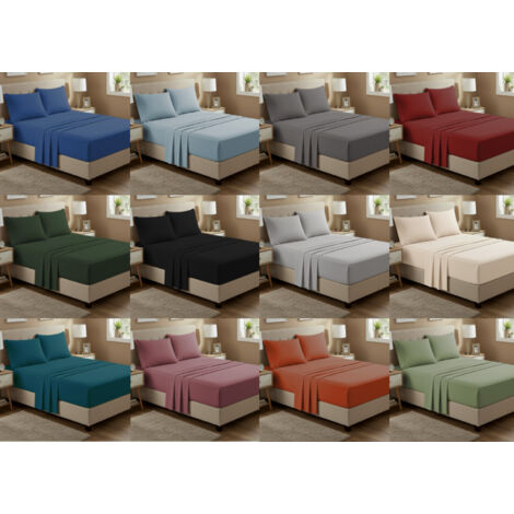 Completo Lenzuola No Stiro Estate In Tinta Unita In Microfibra Modello Francesca, misuraPiazza E MezzacoloreGrigio Chiaro