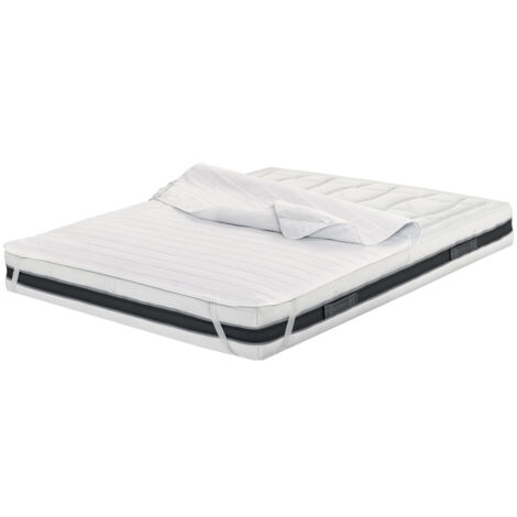 Coprimaterasso Trapuntato Antibatterico Con Elastici Agli Angoli Modello Relax, misuraMatrimonialecoloreBianco