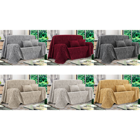 Telo Arredo Copridivano Multiuso Copritutto Misto Cotone Modello Multirighe, misura260x260coloreSilver