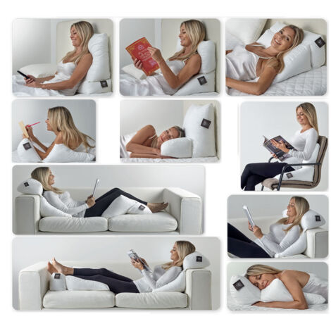 Cuscino Ergonomico Posturale Decapillow 10 Usi 1 Cuscino Multi Posizione Sostegno Gambe Spalle, misuraCuscino Con FederacoloreBianco