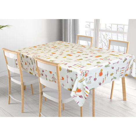Tovaglia Per Salotto Cucina Tavolo 100% Cotone Made In Italy Ortaggi RP, misura140x140coloreOrtaggi (1/5)
