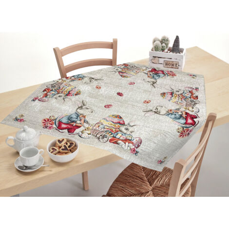 Tovaglia Pasqua Centrino Runner Tavola Fantasia Bunny Easter Made Italy, misura40x180coloreBunny Easter