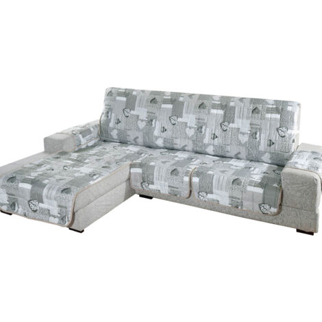 Copridivano Con Penisola Trapuntato Modello Kino Colore Grigio, misura190 cmcoloreGrigio