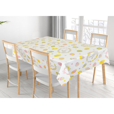 Tovaglia Per Salotto Cucina Tavolo 100% Cotone Made In Italy Ovetti RP, misura140x360coloreOvetti