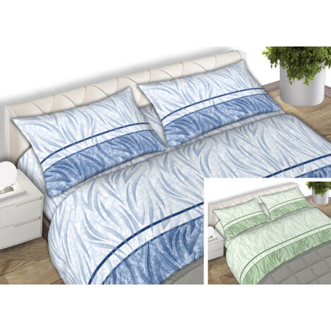 Completo Lenzuola Letto 100% Cotone Made Italy Disegno Flames CN, misuraPiazza e MezzacoloreBlu