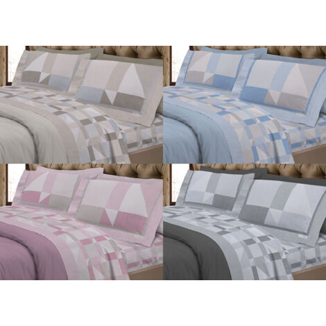 Completo Lenzuola Flanella Linea SuperEuropa 100% Cotone Disegno Atene 7879, misuraPiazza E MezzacoloreRosa