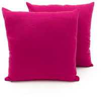 Coppia Cuscini Arredo Imbottiti Tessuto Ottoman In Tinta Unita Colore Fucsia 30, misura40x40coloreFuxia 30