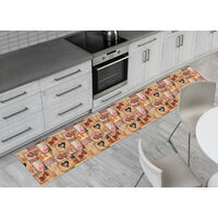 ANRO Tappeto da Cucina, Passatoia, Lavabile, Motivo Cuore e Quadri, 300 x 50 cm