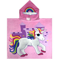 Poncho Mare Per Bambini Per Spiaggia In Morbida Spugna Disegno Unicorno